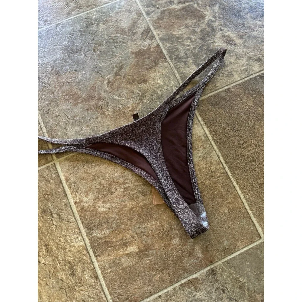 New Skims Swim Glitter Thong Bikini Bottom Cocoa Size 3X